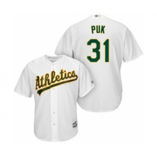 Youth Oakland Athletics #31 A.J. Puk Authentic White Home Cool Base Baseball Player Jersey Youth Oakland Athletics #31 A.J. Puk Authentic White Home Cool Base Baseball Player Jersey