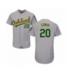 Men's Oakland Athletics #20 Mark Canha Grey Road Flex Base Authentic Collection Baseball Player Jersey Men's Oakland Athletics #20 Mark Canha Grey Road Flex Base Authentic Collection Baseball Player Jersey