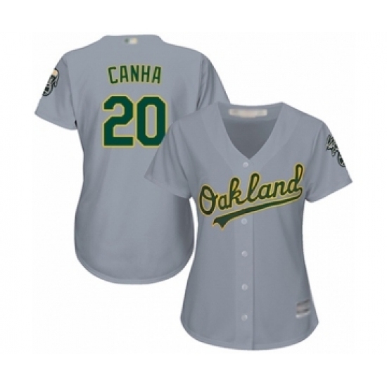 Women's Oakland Athletics #20 Mark Canha Authentic Grey Road Cool Base Baseball Player Jersey Women's Oakland Athletics #20 Mark Canha Authentic Grey Road Cool Base Baseball Player Jersey