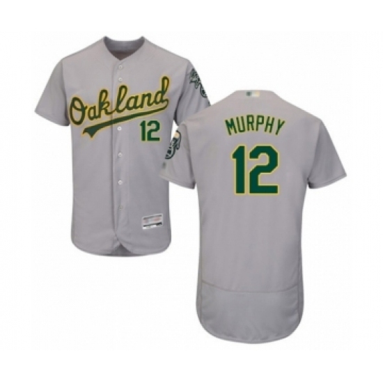 Men's Oakland Athletics #12 Sean Murphy Grey Road Flex Base Authentic Collection Baseball Player Jersey Men's Oakland Athletics #12 Sean Murphy Grey Road Flex Base Authentic Collection Baseball Player Jersey