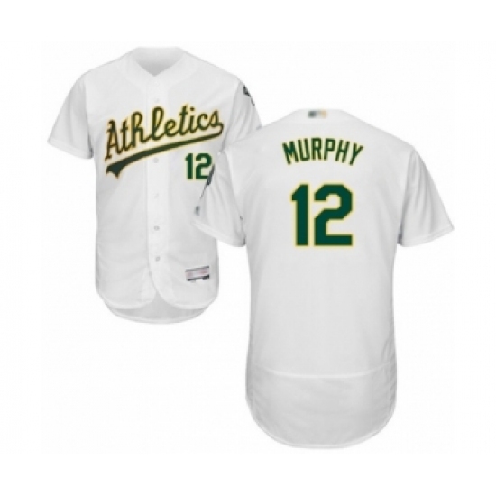 Men's Oakland Athletics #12 Sean Murphy White Home Flex Base Authentic Collection Baseball Player Jersey Men's Oakland Athletics #12 Sean Murphy White Home Flex Base Authentic Collection Baseball Player Jersey