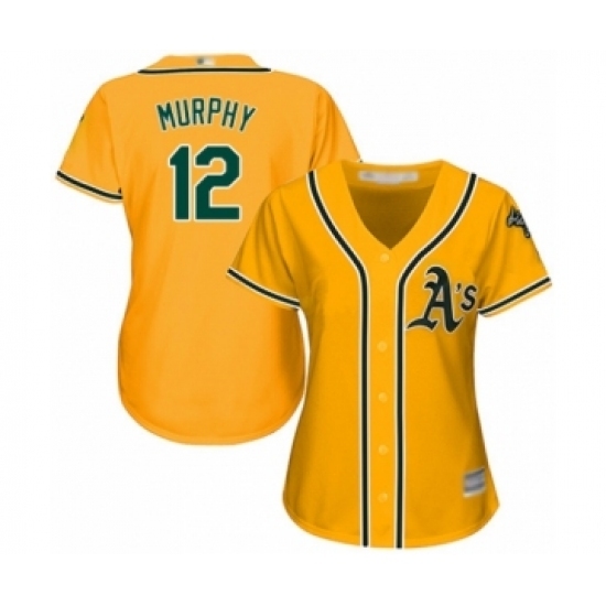 Women's Oakland Athletics #12 Sean Murphy Authentic Gold Alternate 2 Cool Base Baseball Player Jersey Women's Oakland Athletics #12 Sean Murphy Authentic Gold Alternate 2 Cool Base Baseball Player Jersey
