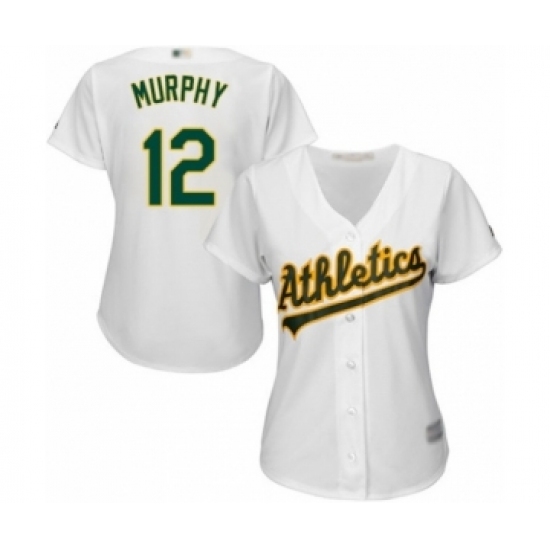 Women's Oakland Athletics #12 Sean Murphy Authentic White Home Cool Base Baseball Player Jersey Women's Oakland Athletics #12 Sean Murphy Authentic White Home Cool Base Baseball Player Jersey