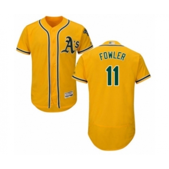 Men's Oakland Athletics #11 Dustin Fowler Gold Alternate Flex Base Authentic Collection Baseball Player Jersey Men's Oakland Athletics #11 Dustin Fowler Gold Alternate Flex Base Authentic Collection Baseball Player Jersey