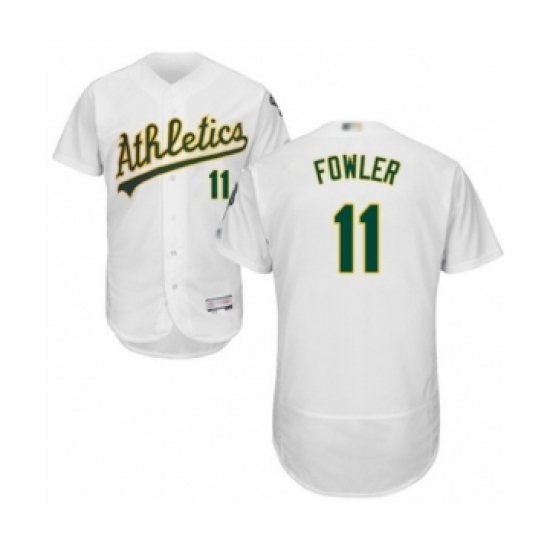Men's Oakland Athletics #11 Dustin Fowler White Home Flex Base Authentic Collection Baseball Player Jersey Men's Oakland Athletics #11 Dustin Fowler White Home Flex Base Authentic Collection Baseball Player Jersey