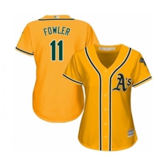 Women's Oakland Athletics #11 Dustin Fowler Authentic Gold Alternate 2 Cool Base Baseball Player Jersey Women's Oakland Athletics #11 Dustin Fowler Authentic Gold Alternate 2 Cool Base Baseball Player Jersey