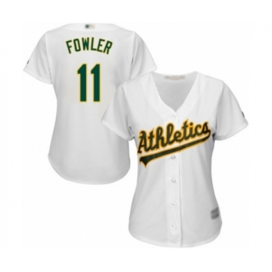 Women's Oakland Athletics #11 Dustin Fowler Authentic White Home Cool Base Baseball Player Jersey Women's Oakland Athletics #11 Dustin Fowler Authentic White Home Cool Base Baseball Player Jersey