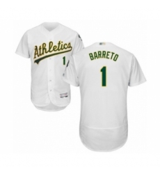 Men's Oakland Athletics #1 Franklin Barreto White Home Flex Base Authentic Collection Baseball Player Jersey