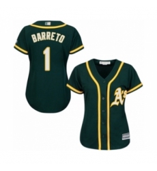 Women's Oakland Athletics #1 Franklin Barreto Authentic Green Alternate 1 Cool Base Baseball Player Jersey