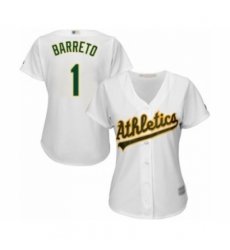 Women's Oakland Athletics #1 Franklin Barreto Authentic White Home Cool Base Baseball Player Jersey