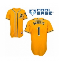 Youth Oakland Athletics #1 Franklin Barreto Authentic Gold Alternate 2 Cool Base Baseball Player Jersey