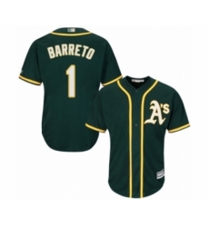 Youth Oakland Athletics #1 Franklin Barreto Authentic Green Alternate 1 Cool Base Baseball Player Jersey