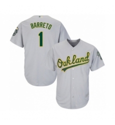 Youth Oakland Athletics #1 Franklin Barreto Authentic Grey Road Cool Base Baseball Player Jersey