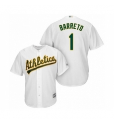 Youth Oakland Athletics #1 Franklin Barreto Authentic White Home Cool Base Baseball Player Jersey