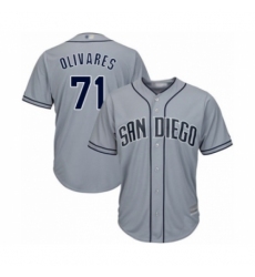 Men's San Diego Padres #71 Edward Olivares Authentic Grey Road Cool Base Baseball Player Jersey