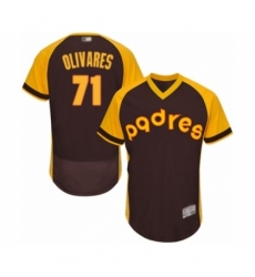Men's San Diego Padres #71 Edward Olivares Brown Alternate Cooperstown Authentic Collection Flex Base Baseball Player Jersey Men's San Diego Padres #71 Edward Olivares Brown Alternate Cooperstown Authentic Collection Flex Base Baseball Player Jersey