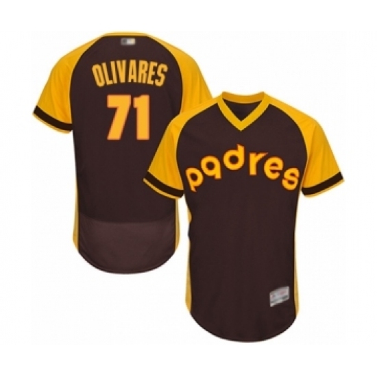 Men's San Diego Padres #71 Edward Olivares Brown Alternate Cooperstown Authentic Collection Flex Base Baseball Player Jersey Men's San Diego Padres #71 Edward Olivares Brown Alternate Cooperstown Authentic Collection Flex Base Baseball Player Jersey