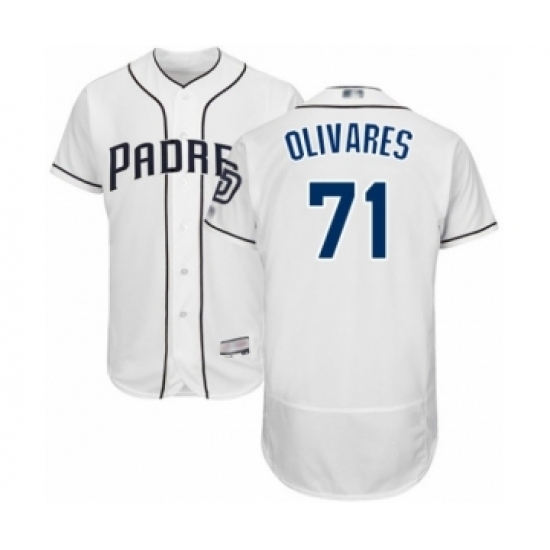 Men's San Diego Padres #71 Edward Olivares White Home Flex Base Authentic Collection Baseball Player Jersey Men's San Diego Padres #71 Edward Olivares White Home Flex Base Authentic Collection Baseball Player Jersey