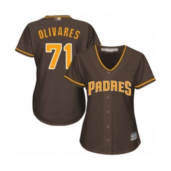 Women's San Diego Padres #71 Edward Olivares Authentic Brown Alternate Cool Base Baseball Player Jersey Women's San Diego Padres #71 Edward Olivares Authentic Brown Alternate Cool Base Baseball Player Jersey
