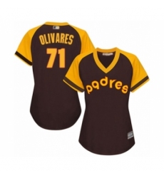 Women's San Diego Padres #71 Edward Olivares Authentic Brown Alternate Cooperstown Cool Base Baseball Player Jersey Women's San Diego Padres #71 Edward Olivares Authentic Brown Alternate Cooperstown Cool Base Baseball Player Jersey