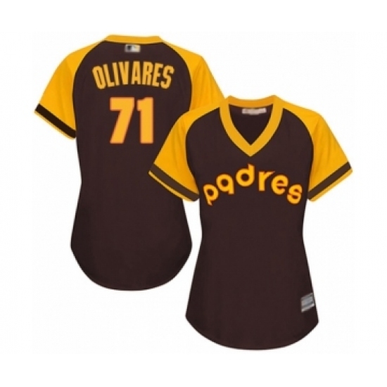 Women's San Diego Padres #71 Edward Olivares Authentic Brown Alternate Cooperstown Cool Base Baseball Player Jersey Women's San Diego Padres #71 Edward Olivares Authentic Brown Alternate Cooperstown Cool Base Baseball Player Jersey