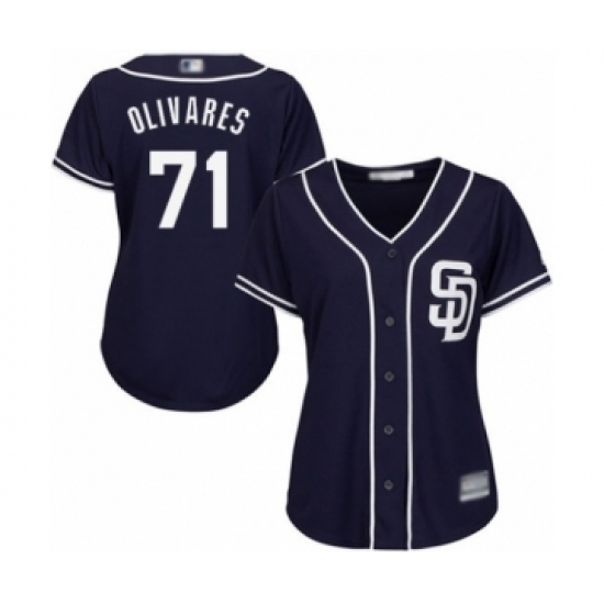 Women's San Diego Padres #71 Edward Olivares Authentic Navy Blue Alternate 1 Cool Base Baseball Player Jersey Women's San Diego Padres #71 Edward Olivares Authentic Navy Blue Alternate 1 Cool Base Baseball Player Jersey