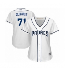 Women's San Diego Padres #71 Edward Olivares Authentic White Home Cool Base Baseball Player Jersey Women's San Diego Padres #71 Edward Olivares Authentic White Home Cool Base Baseball Player Jersey