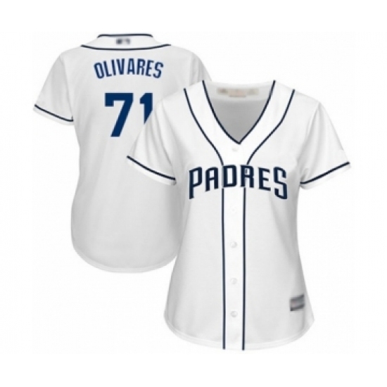 Women's San Diego Padres #71 Edward Olivares Authentic White Home Cool Base Baseball Player Jersey Women's San Diego Padres #71 Edward Olivares Authentic White Home Cool Base Baseball Player Jersey