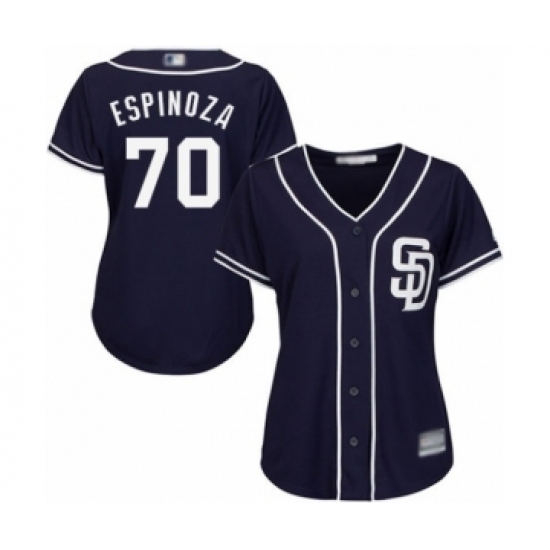 Women's San Diego Padres #70 Anderson Espinoza Authentic Navy Blue Alternate 1 Cool Base Baseball Player Jersey Women's San Diego Padres #70 Anderson Espinoza Authentic Navy Blue Alternate 1 Cool Base Baseball Player Jersey
