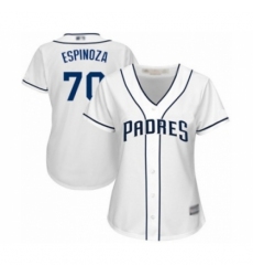Women's San Diego Padres #70 Anderson Espinoza Authentic White Home Cool Base Baseball Player Jersey