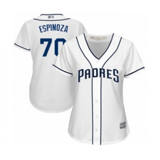 Women's San Diego Padres #70 Anderson Espinoza Authentic White Home Cool Base Baseball Player Jersey Women's San Diego Padres #70 Anderson Espinoza Authentic White Home Cool Base Baseball Player Jersey