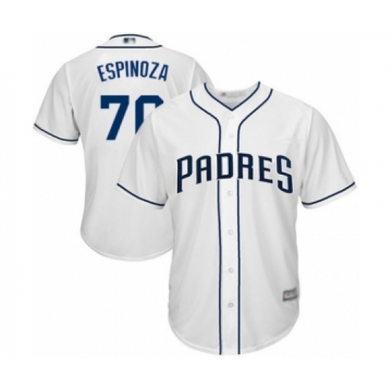 Youth San Diego Padres #70 Anderson Espinoza Authentic White Home Cool Base Baseball Player Jersey Youth San Diego Padres #70 Anderson Espinoza Authentic White Home Cool Base Baseball Player Jersey