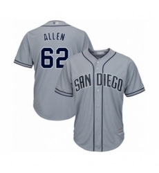 Men's San Diego Padres #62 Austin Allen Authentic Grey Road Cool Base Baseball Player Jersey