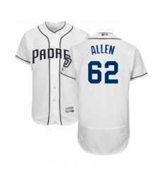 Men's San Diego Padres #62 Austin Allen White Home Flex Base Authentic Collection Baseball Player Jersey
