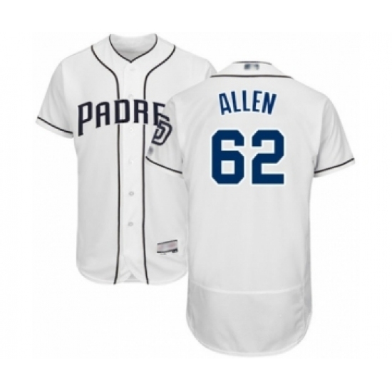 Men's San Diego Padres #62 Austin Allen White Home Flex Base Authentic Collection Baseball Player Jersey Men's San Diego Padres #62 Austin Allen White Home Flex Base Authentic Collection Baseball Player Jersey
