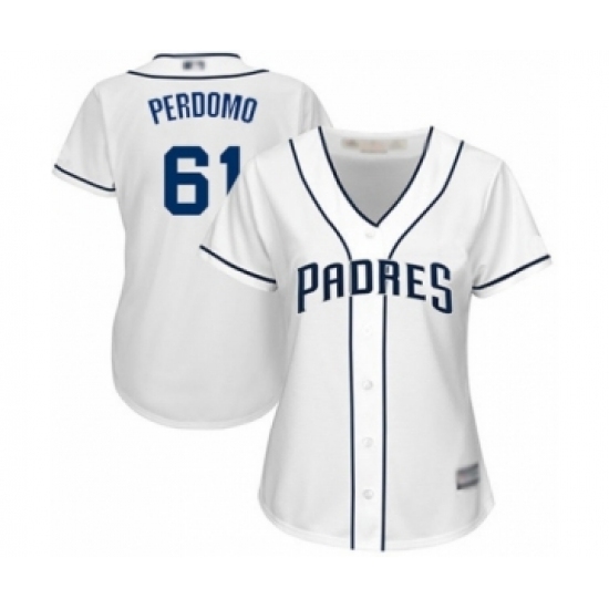 Women's San Diego Padres #61 Luis Perdomo Authentic White Home Cool Base Baseball Player Jersey Women's San Diego Padres #61 Luis Perdomo Authentic White Home Cool Base Baseball Player Jersey