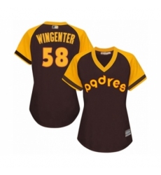 Women's San Diego Padres #58 Trey Wingenter Authentic Brown Alternate Cooperstown Cool Base Baseball Player Jersey