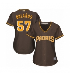 Women's San Diego Padres #57 Ronald Bolanos Authentic Brown Alternate Cool Base Baseball Player Jersey