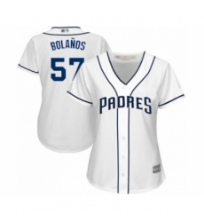 Women's San Diego Padres #57 Ronald Bolanos Authentic White Home Cool Base Baseball Player Jersey