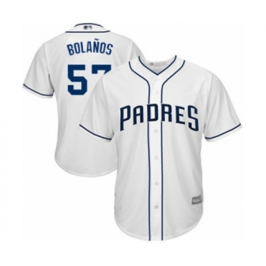 Youth San Diego Padres #57 Ronald Bolanos Authentic White Home Cool Base Baseball Player Jersey Youth San Diego Padres #57 Ronald Bolanos Authentic White Home Cool Base Baseball Player Jersey