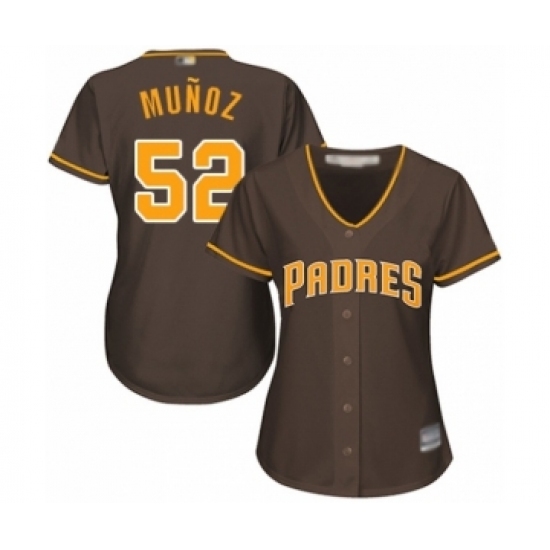 Women's San Diego Padres #52 Andres Munoz Authentic Brown Alternate Cool Base Baseball Player Jersey Women's San Diego Padres #52 Andres Munoz Authentic Brown Alternate Cool Base Baseball Player Jersey