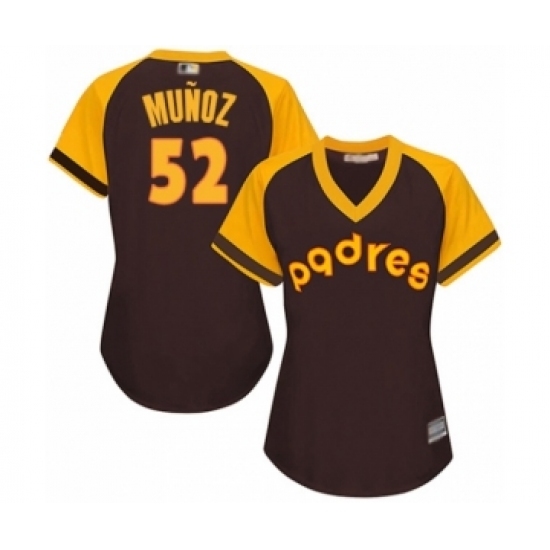 Women's San Diego Padres #52 Andres Munoz Authentic Brown Alternate Cooperstown Cool Base Baseball Player Jersey Women's San Diego Padres #52 Andres Munoz Authentic Brown Alternate Cooperstown Cool Base Baseball Player Jersey