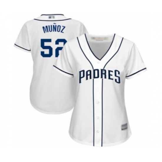 Women's San Diego Padres #52 Andres Munoz Authentic White Home Cool Base Baseball Player Jersey Women's San Diego Padres #52 Andres Munoz Authentic White Home Cool Base Baseball Player Jersey