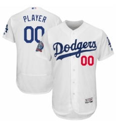 Men's Los Angeles Dodgers Majestic White 60th Anniversary Home On-Field Patch Flex Base Custom Jersey