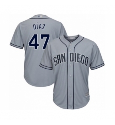 Men's San Diego Padres #47 Miguel Diaz Authentic Grey Road Cool Base Baseball Player Jersey