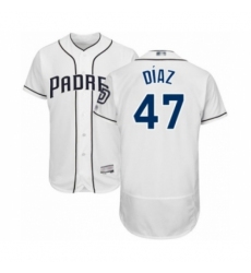 Men's San Diego Padres #47 Miguel Diaz White Home Flex Base Authentic Collection Baseball Player Jersey Men's San Diego Padres #47 Miguel Diaz White Home Flex Base Authentic Collection Baseball Player Jersey