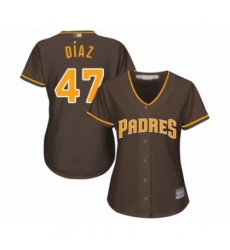 Women's San Diego Padres #47 Miguel Diaz Authentic Brown Alternate Cool Base Baseball Player Jersey