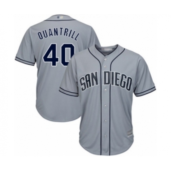 Men's San Diego Padres #40 Cal Quantrill Authentic Grey Road Cool Base Baseball Player Jersey Men's San Diego Padres #40 Cal Quantrill Authentic Grey Road Cool Base Baseball Player Jersey