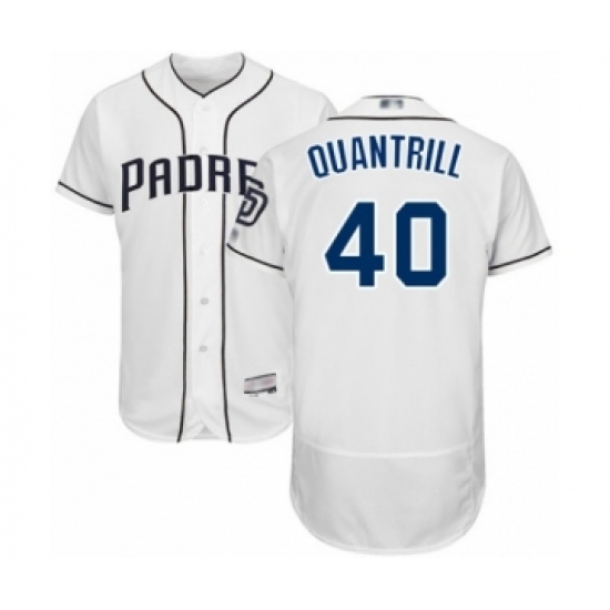 Men's San Diego Padres #40 Cal Quantrill White Home Flex Base Authentic Collection Baseball Player Jersey Men's San Diego Padres #40 Cal Quantrill White Home Flex Base Authentic Collection Baseball Player Jersey