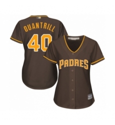 Women's San Diego Padres #40 Cal Quantrill Authentic Brown Alternate Cool Base Baseball Player Jersey Women's San Diego Padres #40 Cal Quantrill Authentic Brown Alternate Cool Base Baseball Player Jersey